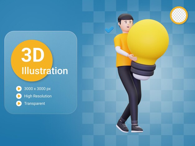 PSD 3d 인간은 아이디어 일러스트를 얻습니다.