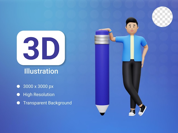 PSD 3d человек с карандашом