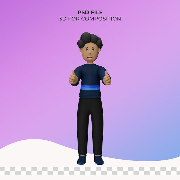 3D man illustratie poseert Premium Psd