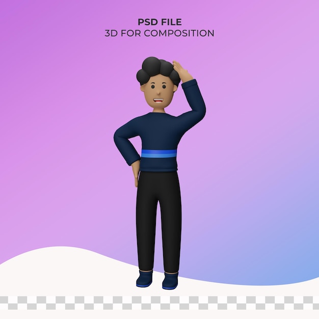 3d man illustration poses premium psd