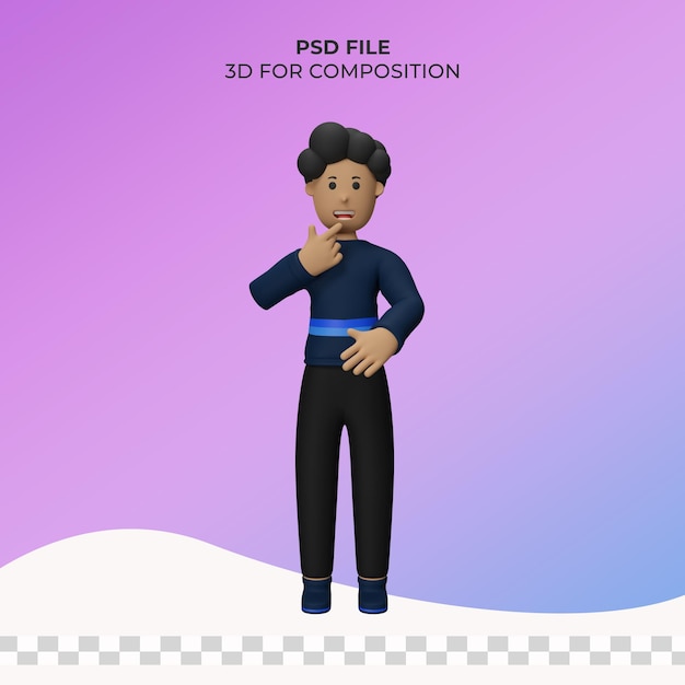 PSD 3d man illustration poses premium psd