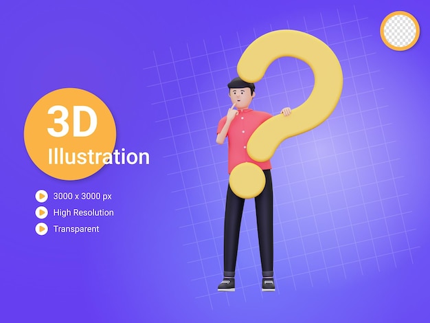 PSD 3d man is asking a question illustration