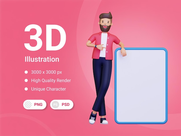 3d man is pointing something at the board