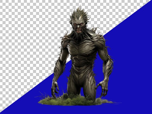 3d man monster thickets scary creepy isolato su uno sfondo trasparente