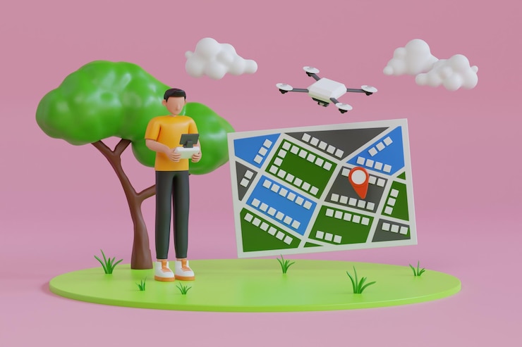 PSD 3d man operating a drone using a controller isometric of video drone cameraman aerial videography