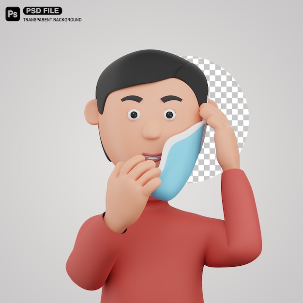 3d man takes off medical face mask illustration