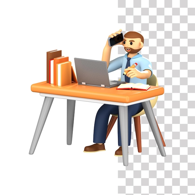 3D Man Talking on Phone