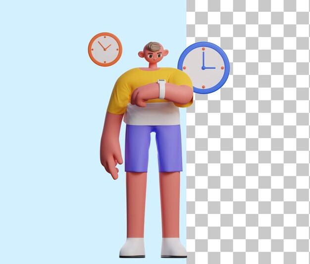 PSD 3d man waiting for package