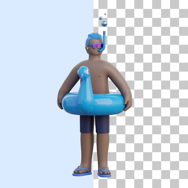 PSD 3d man wearing lifebuoy