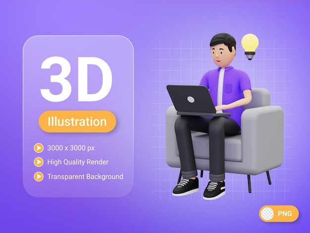 3d человек с бизнес-идеей