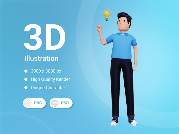 3D человек с творческой идеей