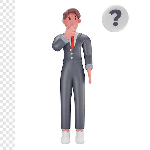 3d man with question mark