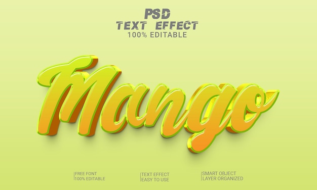 PSD 3d mango bewerkbaar teksteffect