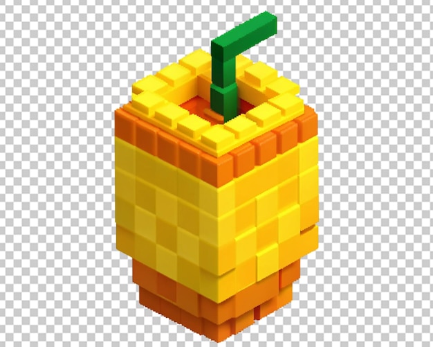 PSD 3d mango drink voxel art isolated