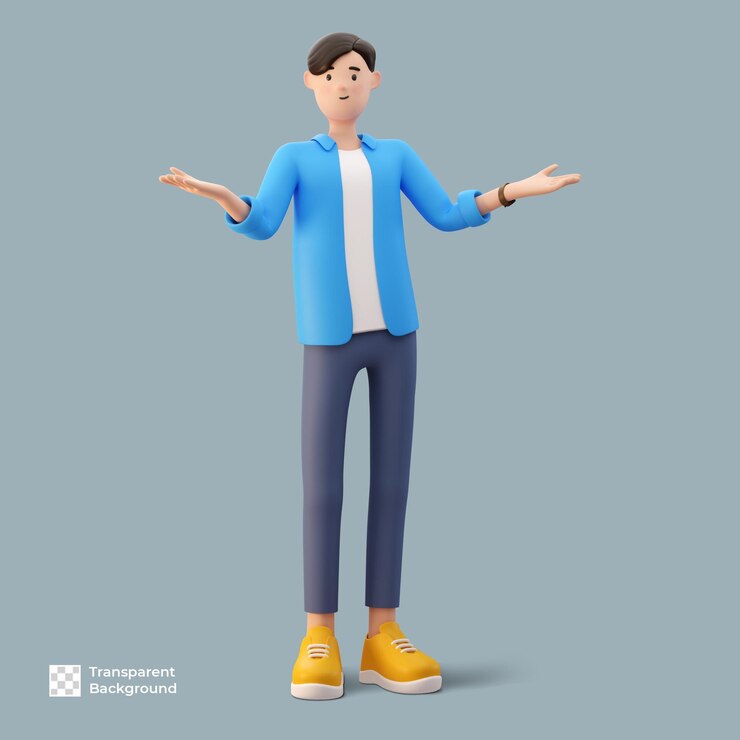 PSD 3d mannelijk stripfiguur