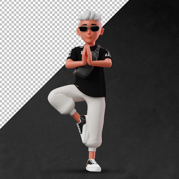 PSD 3d mannelijke karakter yoga pose