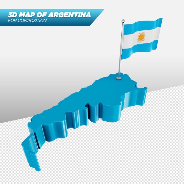 PSD mappa 3d dell'argentina per composizioni pubblicitarie