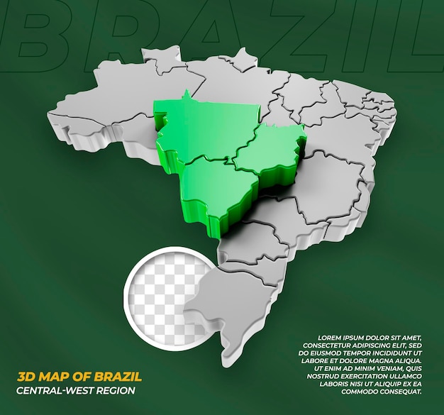 3d map of brazil state of centralwest region