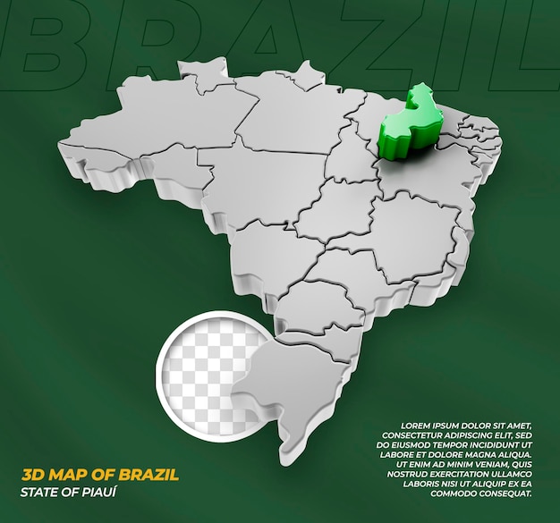 3d map of brazil state of piaui