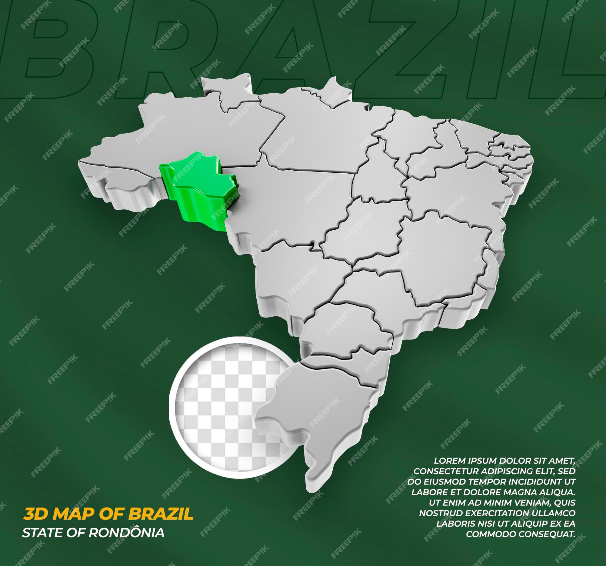 Map of Brazil and Rondonia state.