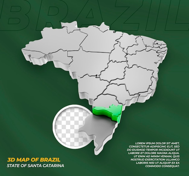 3d map of brazil state of santa catarina