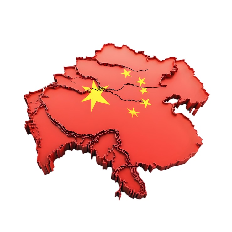 PSD 3d map of china with flag