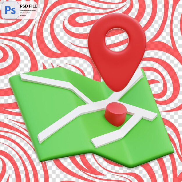 PSD 3d map drop location render illustration icon isolated png