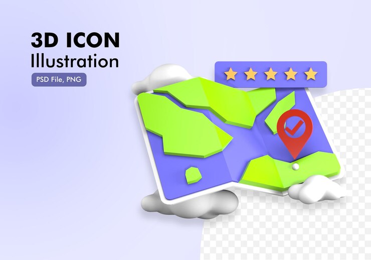 PSD 3d map icon illustration
