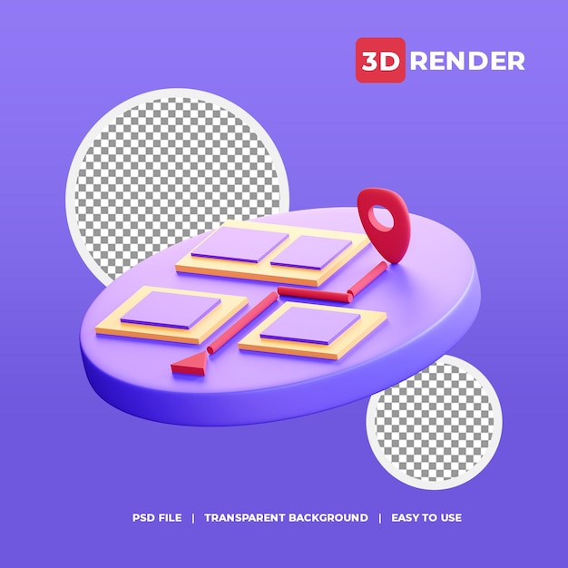 3d map location icon with transparent background