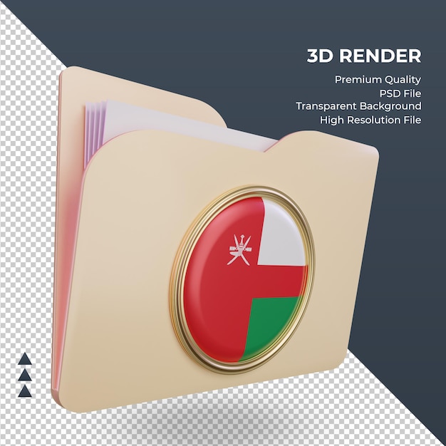 PSD 3d-map oman vlag weergave linkeraanzicht