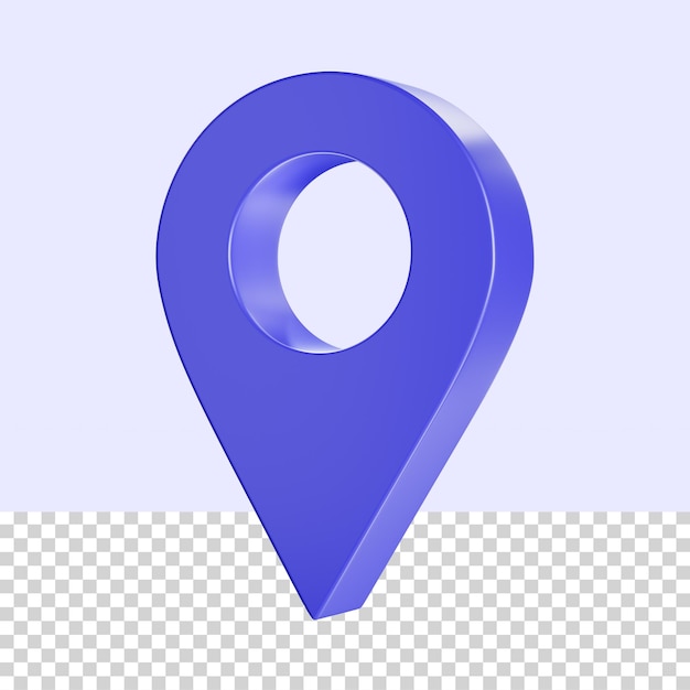 3d map pointer map pin inverted drop shaped blue icon to mark location isolated on white background