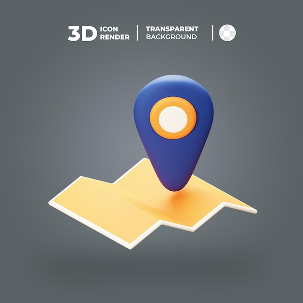 A 3d map pointer with a yellow map