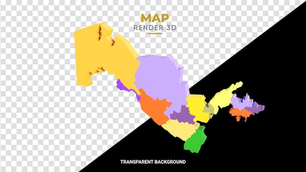 PSD mappa 3d con bordi di colore delle regioni