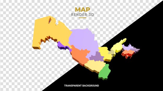 PSD mappa 3d con bordi di colore delle regioni