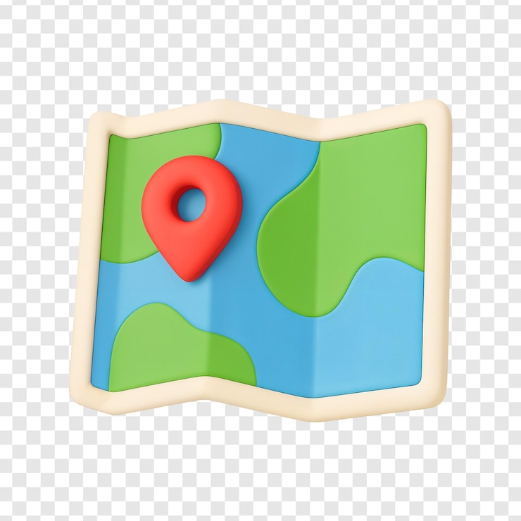 PSD 3d map with location pin icon
