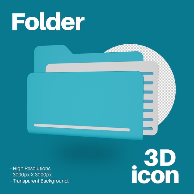 3D mappictogram geïsoleerd object met hoge kwaliteit render en resolutie