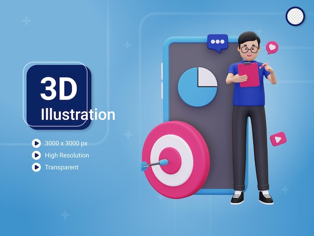 3d marketing analysis concept illustration