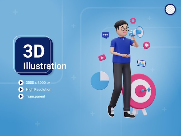 3d marketing doel concept illustratie