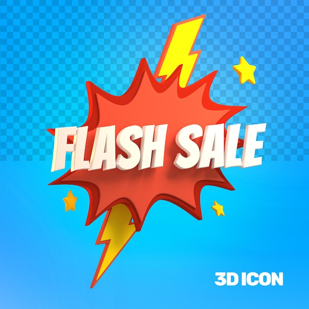 Icona di testo laterale vendita flash marketing 3d
