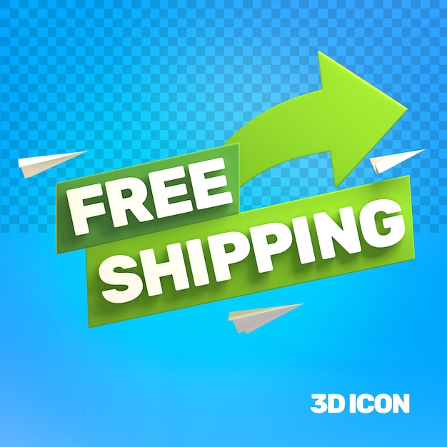 PSD 3d marketing free shipping text icon