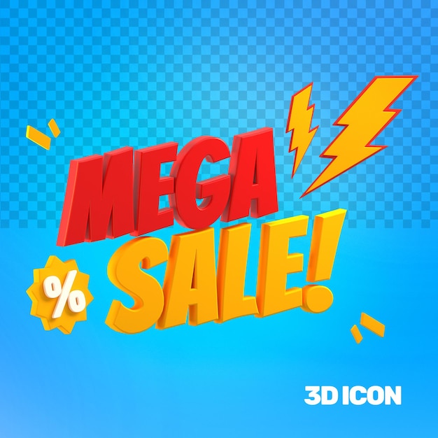 PSD 3d marketing mega sale side-tekstpictogram