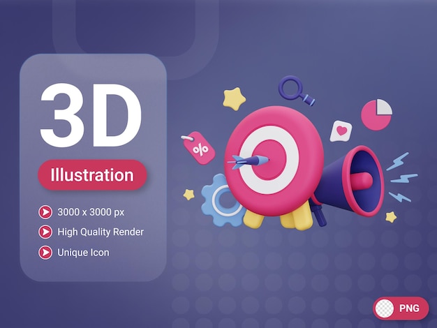 PSD 3d 마케팅 대상 아이콘