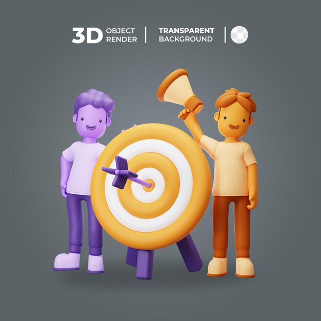 PSD 3d-marketingteam met verkoopdoel