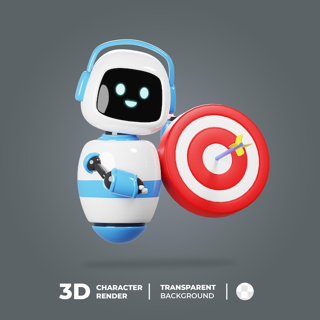 PSD 3d mascot cute robot with target