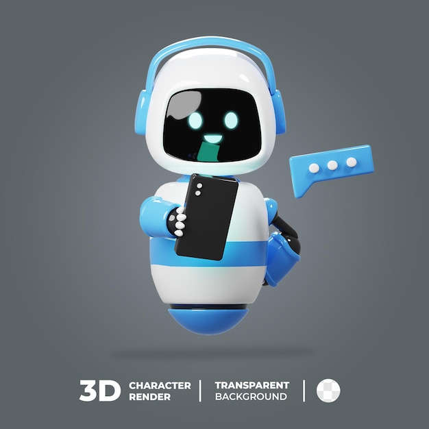 3D-mascotte schattig robot sms-bericht