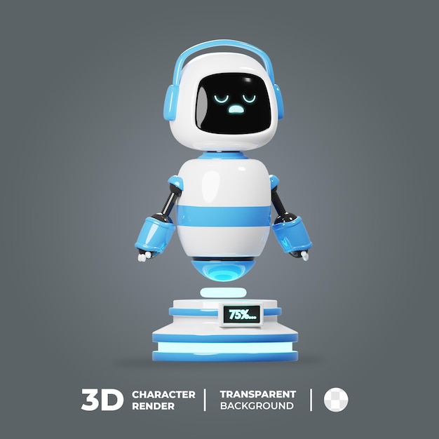 PSD 3d mascotte schattige robot opladen