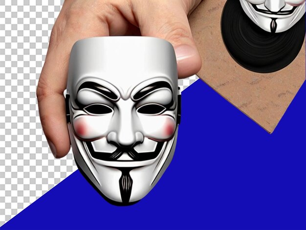 PSD 3d mask sticker anonymous free fictional character des on transparent background