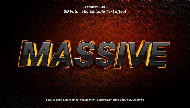 PSD 3d massive text effect template