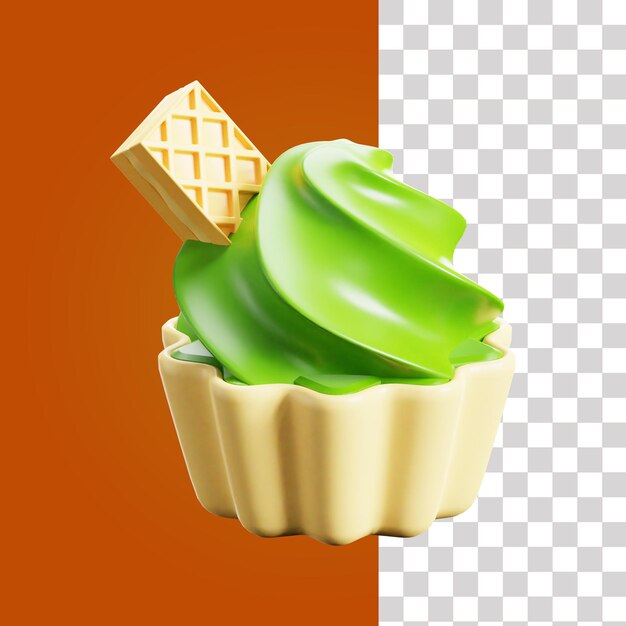 PSD 3d matcha muffin illustration