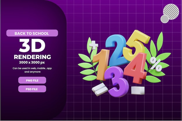 3d math class icon illustration object premium psd